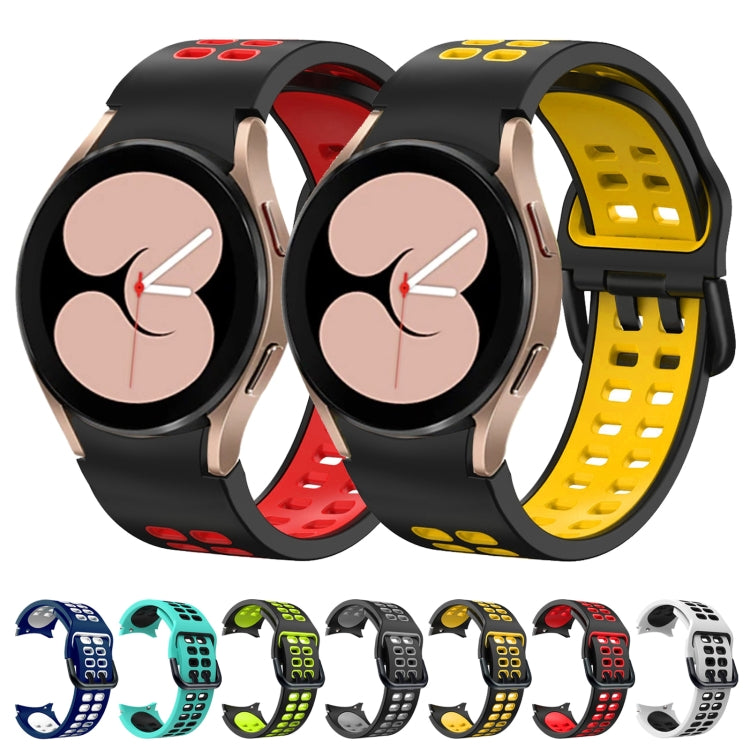 For Samsung Galaxy Watch4 40mm / 44mm Double-row Hole Two-color Silicone Watch Band(Black Red) by bashfashion