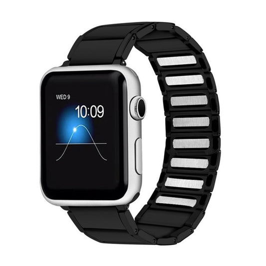 Bamboo Joint Magnetic Steel Watch Band For Apple Watch Ultra 49mm&Watch Ultra 2 49mm / Series 9&8&7 45mm / SE 3&SE 2&6&SE&5&4 44mm / 3&2&1 42mm(Black) by bashfashion