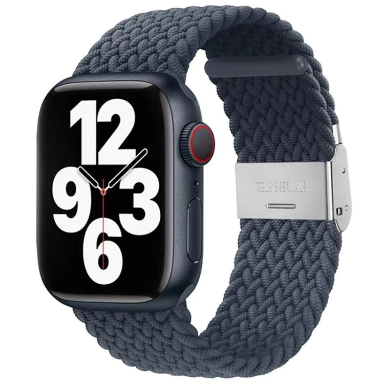 Nylon Braid One Buckle Watch Band For Apple Watch Ultra 49mm&Watch Ultra 2 49mm / Series 9&8&7 45mm / SE 3&SE 2&6&SE&5&4 44mm / 3&2&1 42mm(Deep Blue) by bashfashion