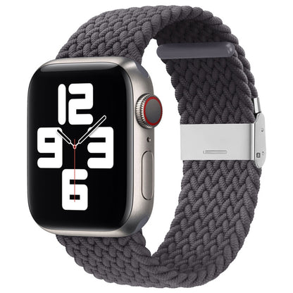 Nylon Braid One Buckle Watch Band For Apple Watch Ultra 49mm&Watch Ultra 2 49mm / Series 9&8&7 45mm / SE 3&SE 2&6&SE&5&4 44mm / 3&2&1 42mm(Grey) by bashfashion