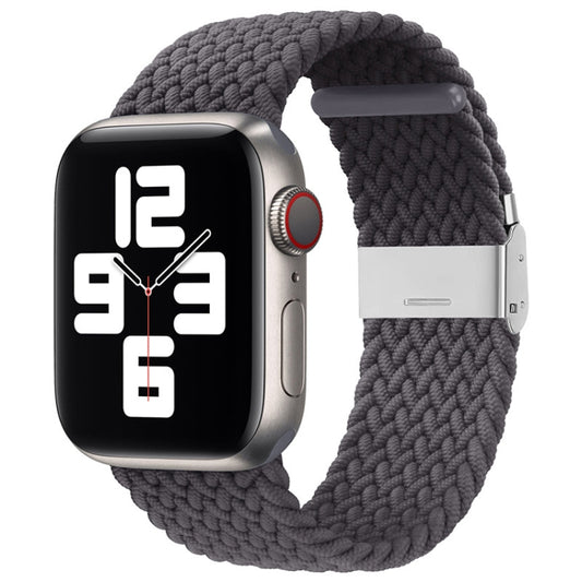Nylon Braid One Buckle Watch Band For Apple Watch Ultra 49mm&Watch Ultra 2 49mm / Series 9&8&7 45mm / SE 3&SE 2&6&SE&5&4 44mm / 3&2&1 42mm(Grey) by bashfashion