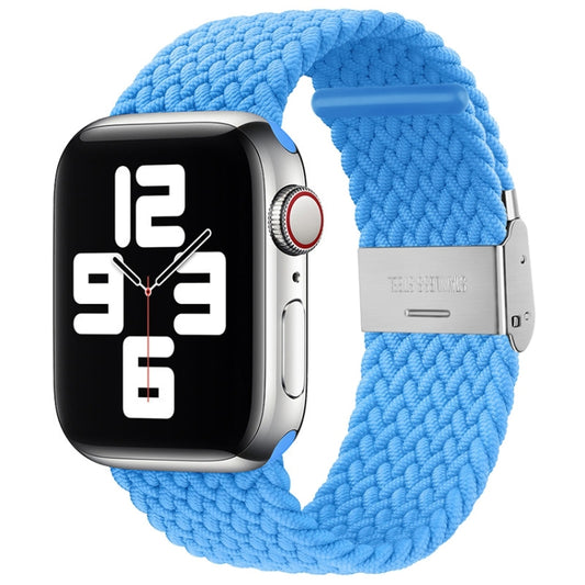 Nylon Braid One Buckle Watch Band For Apple Watch Ultra 49mm&Watch Ultra 2 49mm / Series 9&8&7 45mm / SE 3&SE 2&6&SE&5&4 44mm / 3&2&1 42mm(Sky Blue) by bashfashion