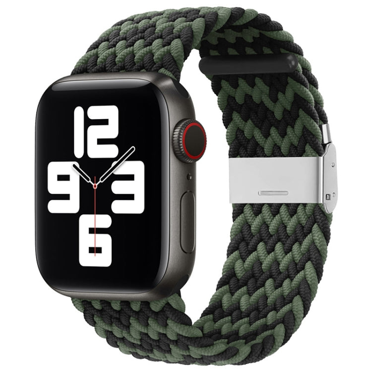 Nylon Braid One Buckle Watch Band For Apple Watch Ultra 49mm&Watch Ultra 2 49mm / Series 9&8&7 45mm / SE 3&SE 2&6&SE&5&4 44mm / 3&2&1 42mm(W Black Green) by bashfashion