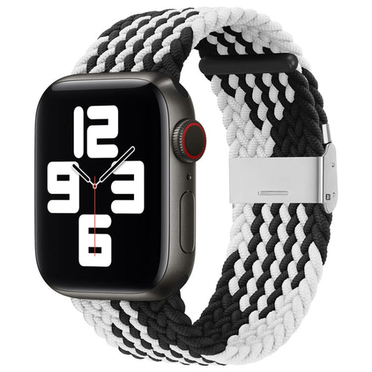Nylon Braid One Buckle Watch Band For Apple Watch Ultra 49mm&Watch Ultra 2 49mm / Series 9&8&7 45mm / SE 3&SE 2&6&SE&5&4 44mm / 3&2&1 42mm(Z Black White) by bashfashion