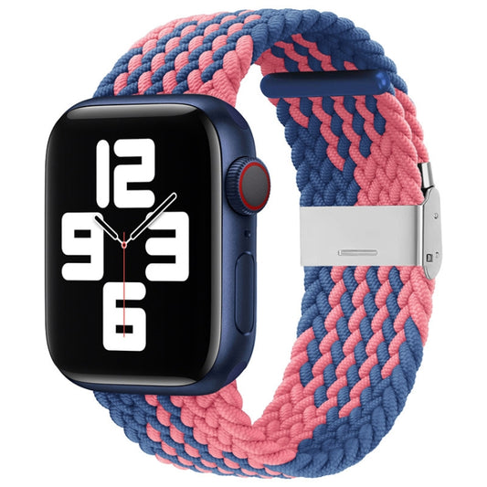 Nylon Braid One Buckle Watch Band For Apple Watch Ultra 49mm&Watch Ultra 2 49mm / Series 9&8&7 45mm / SE 3&SE 2&6&SE&5&4 44mm / 3&2&1 42mm(Z Blue Pink) by bashfashion
