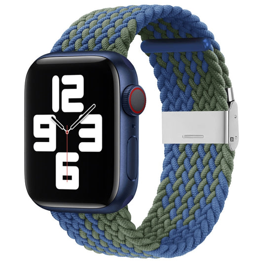 Nylon Braid One Buckle Watch Band For Apple Watch Ultra 49mm&Watch Ultra 2 49mm / Series 9&8&7 45mm / SE 3&SE 2&6&SE&5&4 44mm / 3&2&1 42mm(Z Blue Green) by bashfashion