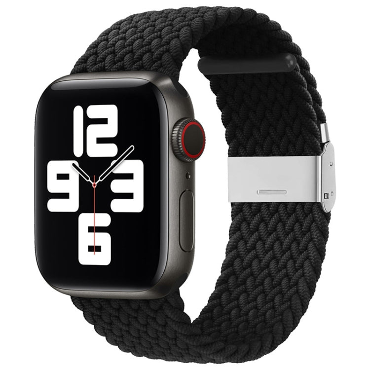 Nylon Braid One Buckle Watch Band For Apple Watch Ultra 49mm&Watch Ultra 2 49mm / Series 9&8&7 45mm / SE 3&SE 2&6&SE&5&4 44mm / 3&2&1 42mm(Black) by bashfashion