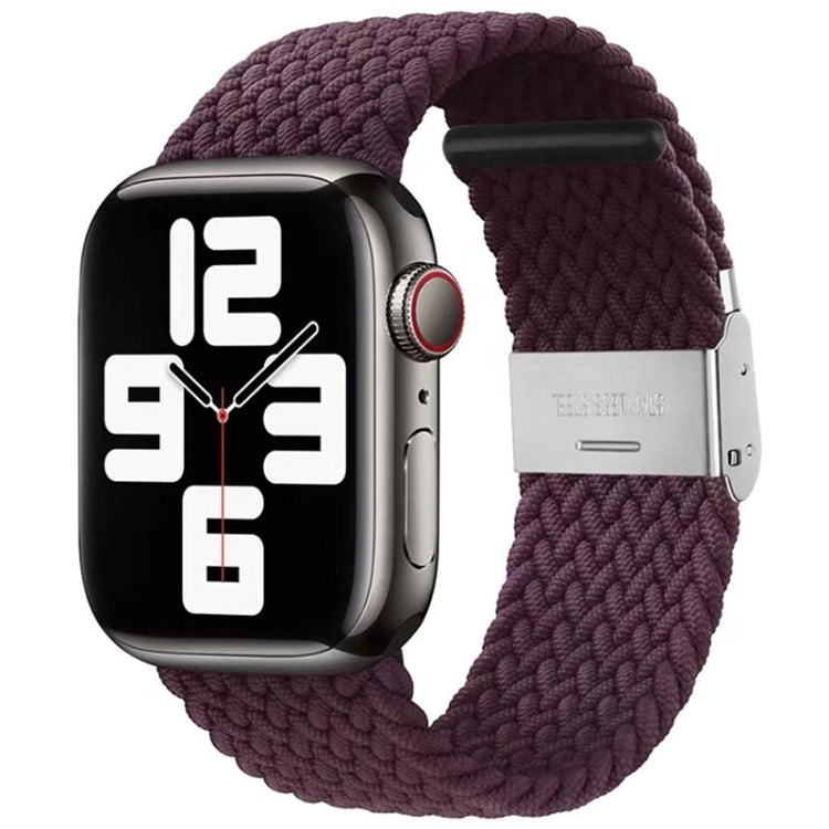 Nylon Braid One Buckle Watch Band For Apple Watch Ultra 49mm&Watch Ultra 2 49mm / Series 9&8&7 45mm / SE 3&SE 2&6&SE&5&4 44mm / 3&2&1 42mm(Cherry) by bashfashion