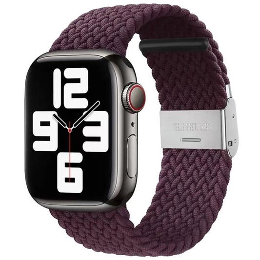 Nylon Braid One Buckle Watch Band For Apple Watch Ultra 49mm&Watch Ultra 2 49mm / Series 9&8&7 45mm / SE 3&SE 2&6&SE&5&4 44mm / 3&2&1 42mm(Cherry) by bashfashion