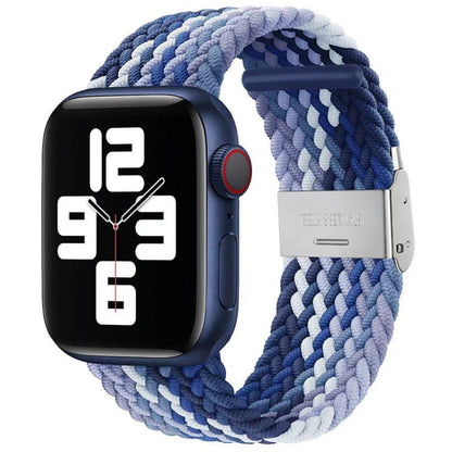 Nylon Braid One Buckle Watch Band For Apple Watch Ultra 49mm&Watch Ultra 2 49mm / Series 9&8&7 45mm / SE 3&SE 2&6&SE&5&4 44mm / 3&2&1 42mm(Blueberry) by bashfashion