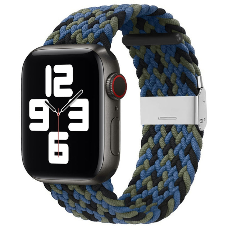 Nylon Braid One Buckle Watch Band For Apple Watch Ultra 49mm&Watch Ultra 2 49mm / Series 9&8&7 45mm / SE 3&SE 2&6&SE&5&4 44mm / 3&2&1 42mm(Blue Camouflage) by bashfashion