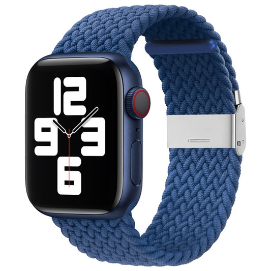 Nylon Braid One Buckle Watch Band For Apple Watch Ultra 49mm&Watch Ultra 2 49mm / Series 9&8&7 45mm / SE 3&SE 2&6&SE&5&4 44mm / 3&2&1 42mm(Cold Blue) by bashfashion