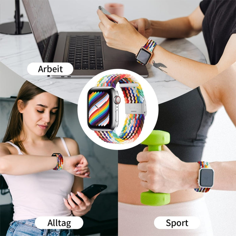 Nylon Braid One Buckle Watch Band For Apple Watch Ultra 49mm&Watch Ultra 2 49mm / Series 9&8&7 45mm / SE 3&SE 2&6&SE&5&4 44mm / 3&2&1 42mm(Grape Purple) by bashfashion