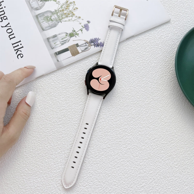 For Samsung Galaxy Watch4 40mm / 44mm Sewing Leather Strap Watch Band(White) by bashfashion
