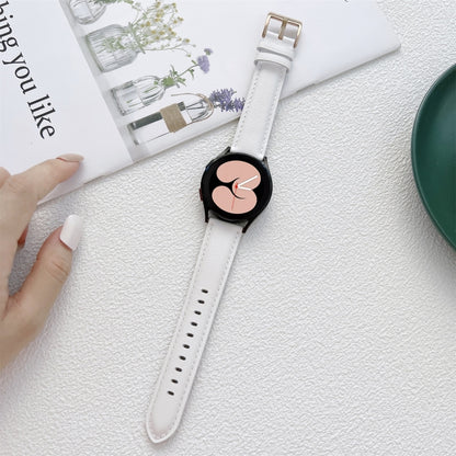 For Samsung Galaxy Watch4 40mm / 44mm Sewing Leather Strap Watch Band(White) by bashfashion
