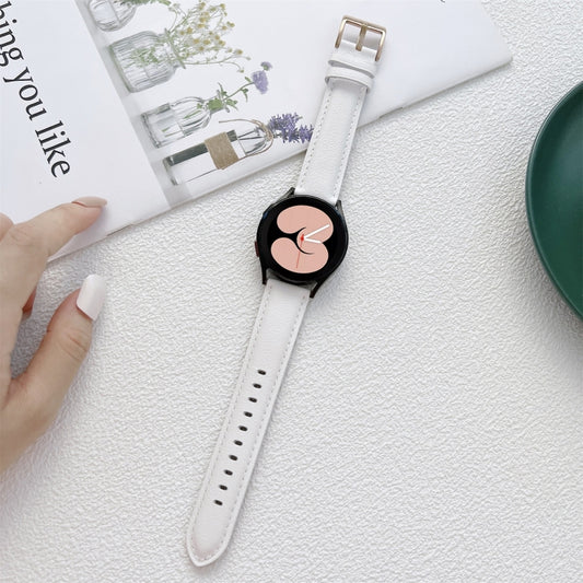 For Samsung Galaxy Watch4 40mm / 44mm Sewing Leather Strap Watch Band(White) by bashfashion