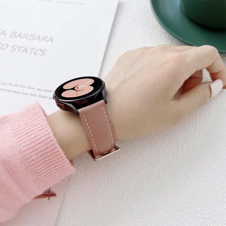 For Samsung Galaxy Watch4 40mm / 44mm Sewing Leather Strap Watch Band(White) by bashfashion