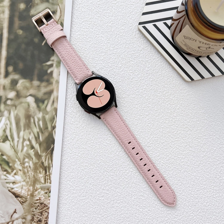 For Samsung Galaxy Watch4 40mm / 44mm Lychee Texture Leather Strap Watch Band(Pink) by bashfashion