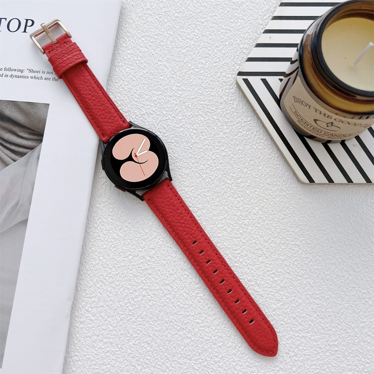 For Samsung Galaxy Watch4 40mm / 44mm Lychee Texture Leather Strap Watch Band(Red) by bashfashion