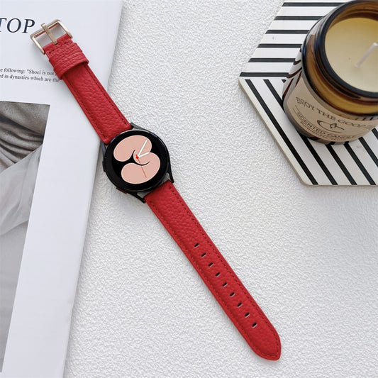 For Samsung Galaxy Watch4 40mm / 44mm Lychee Texture Leather Strap Watch Band(Red) by bashfashion
