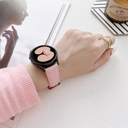 For Samsung Galaxy Watch4 40mm / 44mm Lychee Texture Leather Strap Watch Band(Pink) by bashfashion