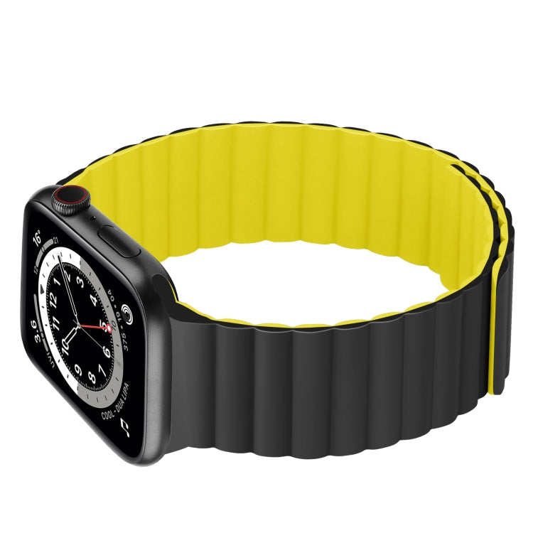 Silicone Magnetic Integrated Short Strap Watch Band For Apple Watch Series 9&8&7 41mm / SE 3&SE 2&6&SE&5&4 40mm / 3&2&1 38mm(Black Yellow) by bashfashion