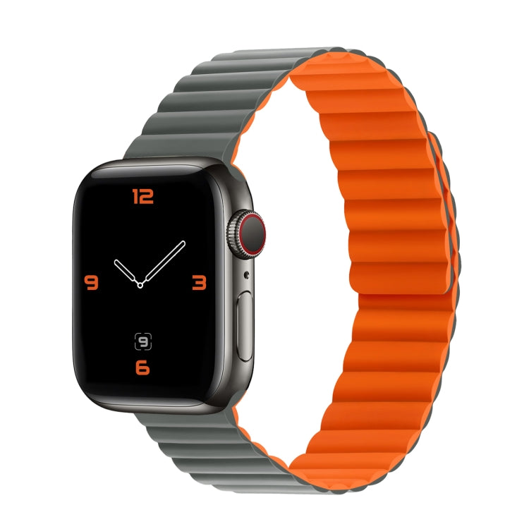Silicone Magnetic Integrated Short Strap Watch Band For Apple Watch Series 9&8&7 41mm / SE 3&SE 2&6&SE&5&4 40mm / 3&2&1 38mm(Grey Orange) by bashfashion