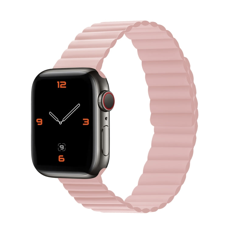 Silicone Magnetic Integrated Short Strap Watch Band For Apple Watch Series 8&7 45mm / SE 2&6&SE&5&4 44mm / 3&2&1 42mm(Pink) by bashfashion