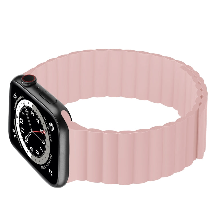 Silicone Magnetic Integrated Short Strap Watch Band For Apple Watch Series 8&7 45mm / SE 2&6&SE&5&4 44mm / 3&2&1 42mm(Pink) by bashfashion