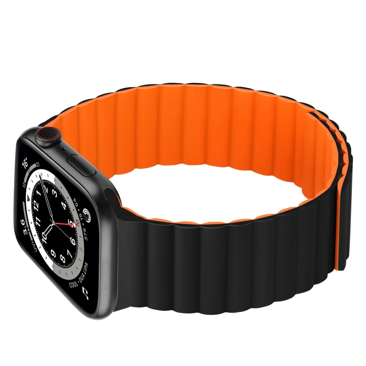 Silicone Magnetic Integrated Short Strap Watch Band For Apple Watch Series 8&7 45mm / SE 2&6&SE&5&4 44mm / 3&2&1 42mm(Black Orange) by bashfashion