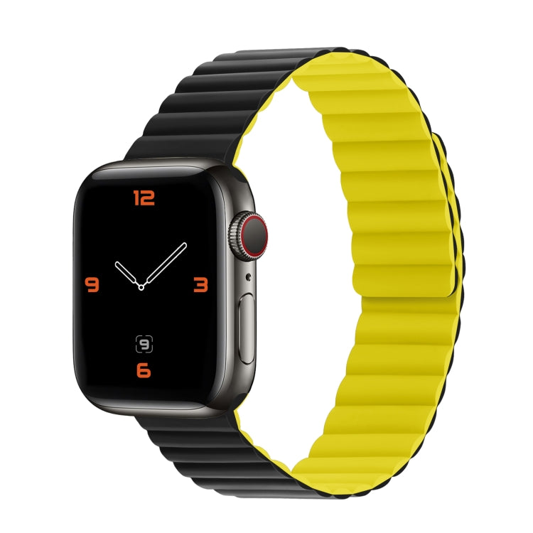 Silicone Magnetic Integrated Short Strap Watch Band For Apple Watch Series 8&7 45mm / SE 2&6&SE&5&4 44mm / 3&2&1 42mm(Black Yellow) by bashfashion