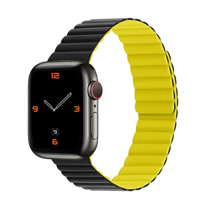 Silicone Magnetic Integrated Short Strap Watch Band For Apple Watch Series 8&7 45mm / SE 2&6&SE&5&4 44mm / 3&2&1 42mm(Black Yellow) by bashfashion
