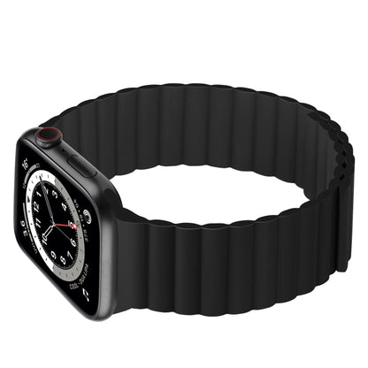 Silicone Magnetic Integrated Short Strap Watch Band For Apple Watch Series 8&7 45mm / SE 2&6&SE&5&4 44mm / 3&2&1 42mm(Black) by bashfashion