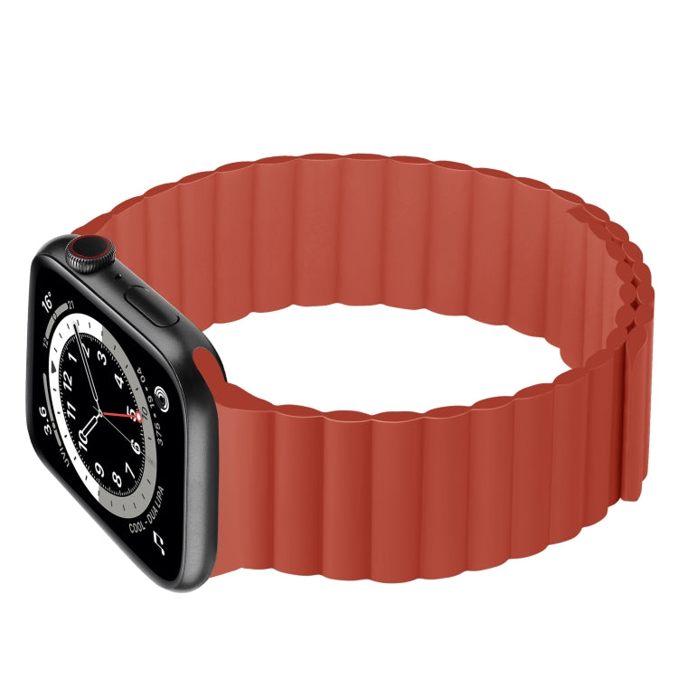Silicone Magnetic Integrated Short Strap Watch Band For Apple Watch Series 8&7 45mm / SE 2&6&SE&5&4 44mm / 3&2&1 42mm(Red) by bashfashion