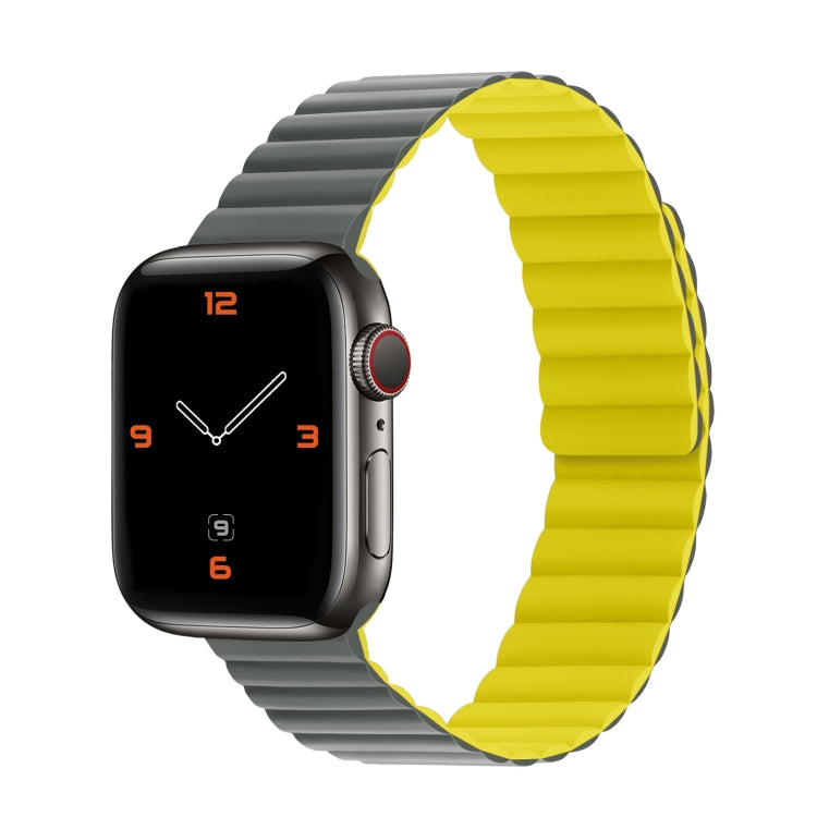 Silicone Magnetic Integrated Short Strap Watch Band For Apple Watch Series 8&7 45mm / SE 2&6&SE&5&4 44mm / 3&2&1 42mm(Grey Yellow) by bashfashion