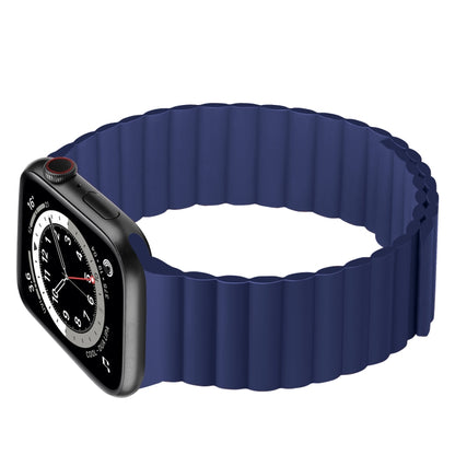 Silicone Magnetic Integrated Short Strap Watch Band For Apple Watch Series 8&7 45mm / SE 2&6&SE&5&4 44mm / 3&2&1 42mm(Blue) by bashfashion