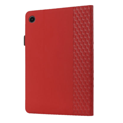 For Samsung Galaxy Tab A8 10.5 2021 X200/X205 Rhombus Skin Feel Horizontal Flip Tablet Leather Case with Card Slots & Holder(Red) by bashfashion