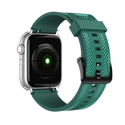 Carbon Fiber Texture Watch Band For Apple Watch Series 9&8&7 41mm / SE 3&SE 2&6&SE&5&4 40mm / 3&2&1 38mm(Green) by bashfashion