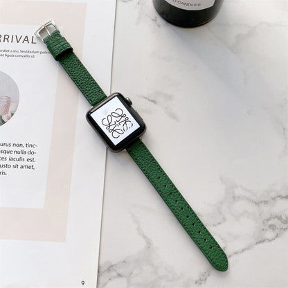 Litchi Texture Slimming Strap Watch Band For Apple Watch Series 9&8&7 41mm / SE 3&SE 2&6&SE&5&4 40mm / 3&2&1 38mm(Green) by bashfashion