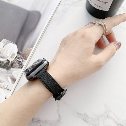 Litchi Texture Slimming Strap Watch Band For Apple Watch Series 9&8&7 41mm / SE 3&SE 2&6&SE&5&4 40mm / 3&2&1 38mm(Pink) by bashfashion