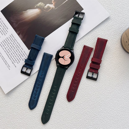 20mm Crazy Horse Texture Frosted Leather Strap Watch Band(Khaki) by bashfashion