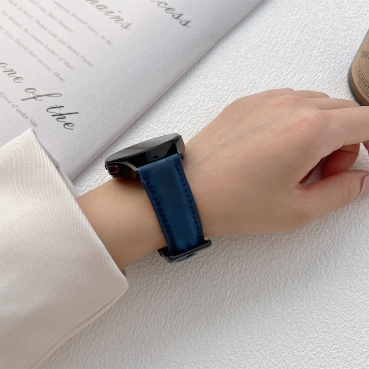 22mm Crazy Horse Texture Frosted Leather Strap Watch Band(Khaki) by bashfashion