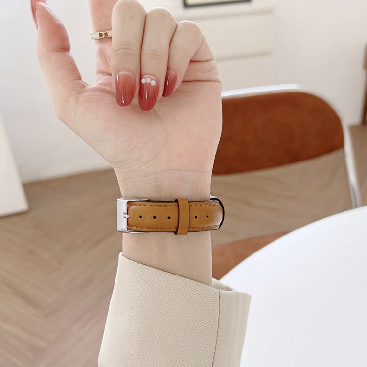 Knife Tail Shaped Cowhide Watch Band For Apple Watch Series 9&8&7 41mm / SE 3&SE 2&6&SE&5&4 40mm / 3&2&1 38mm(Grey) by bashfashion