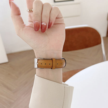 Knife Tail Shaped Cowhide Watch Band For Apple Watch Series 9&8&7 41mm / SE 3&SE 2&6&SE&5&4 40mm / 3&2&1 38mm(Coffee) by bashfashion