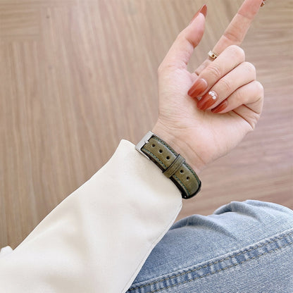 Knife Tail Shaped Cowhide Watch Band For Apple Watch Series 9&8&7 41mm / SE 3&SE 2&6&SE&5&4 40mm / 3&2&1 38mm(Gold) by bashfashion