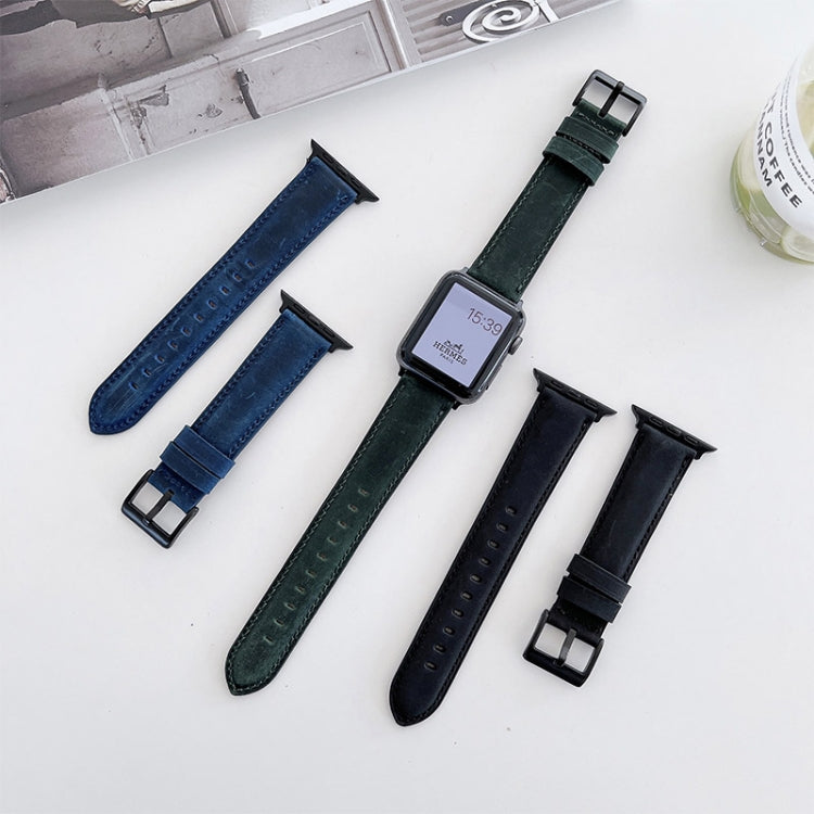 Crazy Horse Texture Matte Watch Band For Apple Watch Series 9&8&7 41mm / SE 3&SE 2&6&SE&5&4 40mm / 3&2&1 38mm(Green) by bashfashion