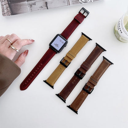 Crazy Horse Texture Matte Watch Band For Apple Watch Series 9&8&7 41mm / SE 3&SE 2&6&SE&5&4 40mm / 3&2&1 38mm(Brown) by bashfashion