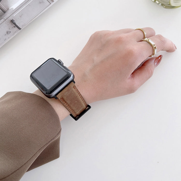 Crazy Horse Texture Matte Watch Band For Apple Watch Series 9&8&7 41mm / SE 3&SE 2&6&SE&5&4 40mm / 3&2&1 38mm(Blue) by bashfashion