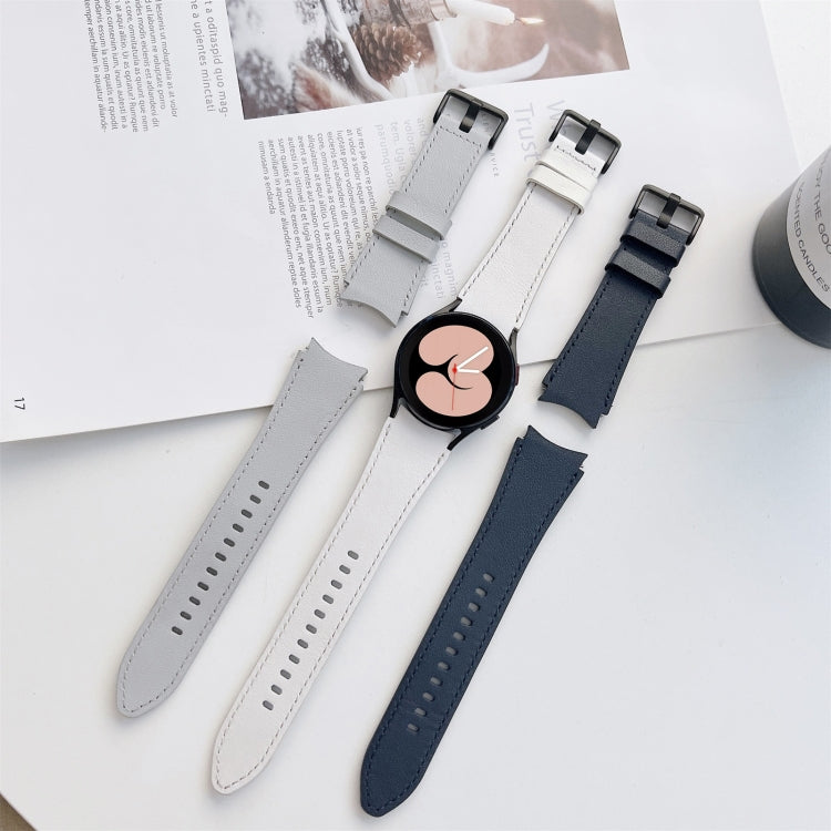 For Samsung Galaxy Watch4 40mm / 44mm Double-sided Leather Strap Watch Band(White) by bashfashion