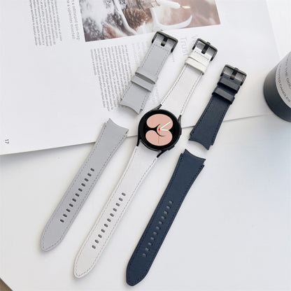 For Samsung Galaxy Watch4 40mm / 44mm Double-sided Leather Strap Watch Band(White) by bashfashion